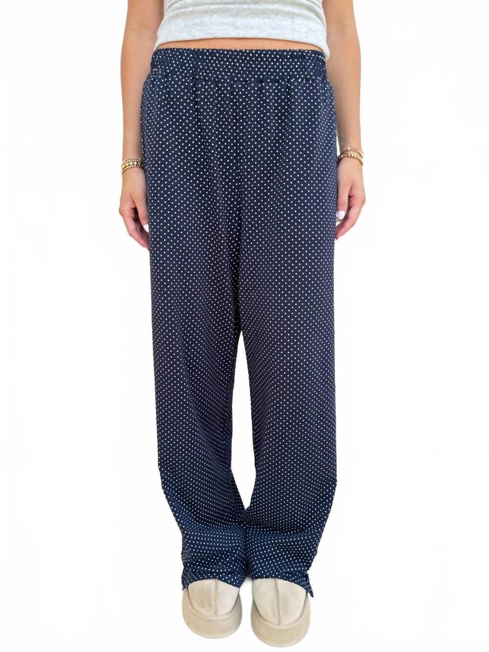 NEW SUNKISSED COCONUT dot loungwear flare pants in navy blue
